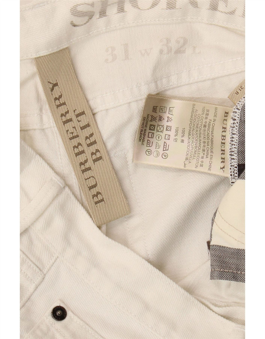 Blugi subțiri pentru bărbați Burberry W31 L28 Bumbac alb
