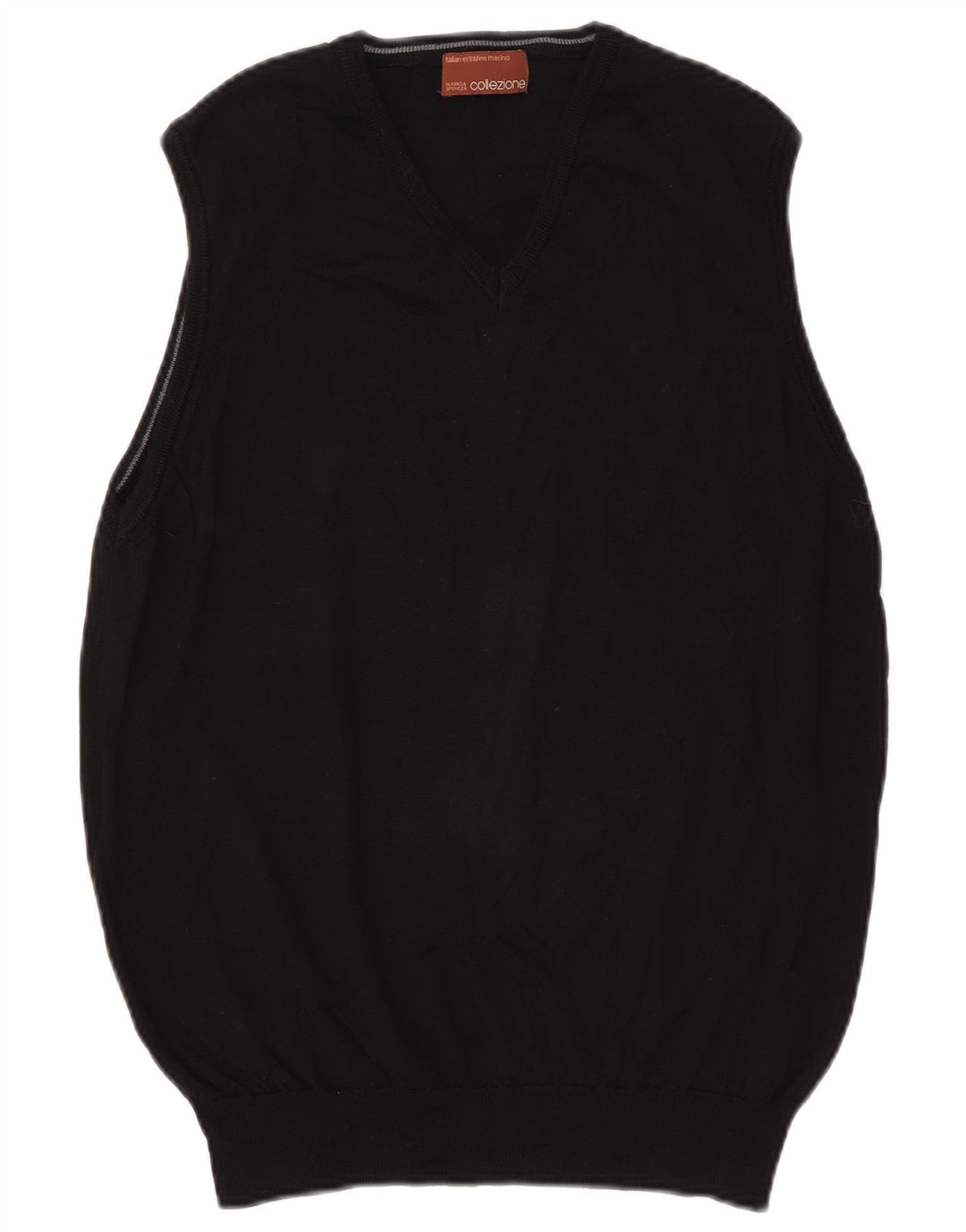 Marks & Spencer Vest pentru bărbați Tank Top Lână Merinos Negru Mediu