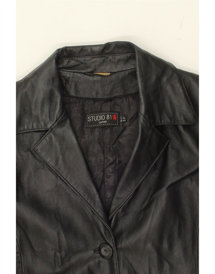VINTAGE Womens Leather Coat IT 46 Large Black Leather Vintage Vintage and Second-Hand Vintage from Messina Hembry 