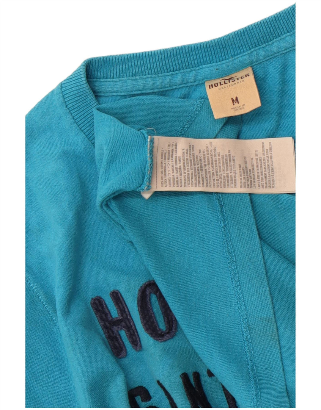 Tricou grafic Hollister pentru bărbați Top din bumbac albastru mediu