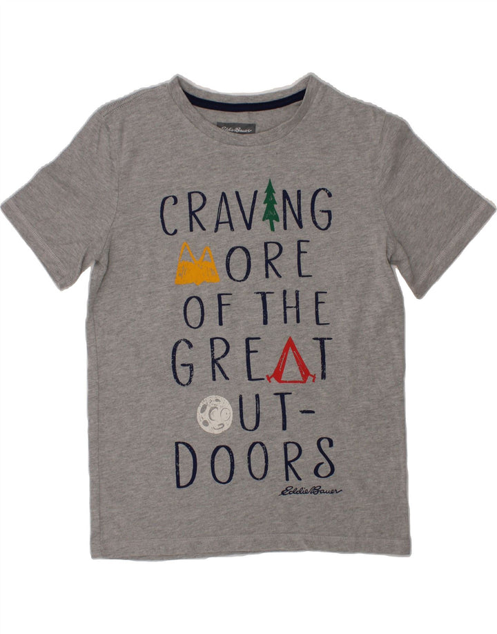 EDDIE BAUER Boys Graphic T-Shirt Top 10-11 Years Medium  Grey Modern Vintage Eddie Bauer and Second-Hand Eddie Bauer from Messina Hembry 