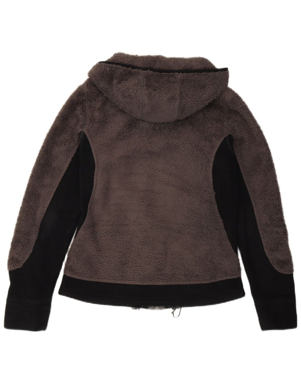Jack Wolfskin Womens Hooded Fleece Jacket UK 12/14 Medium Grey Colourblock