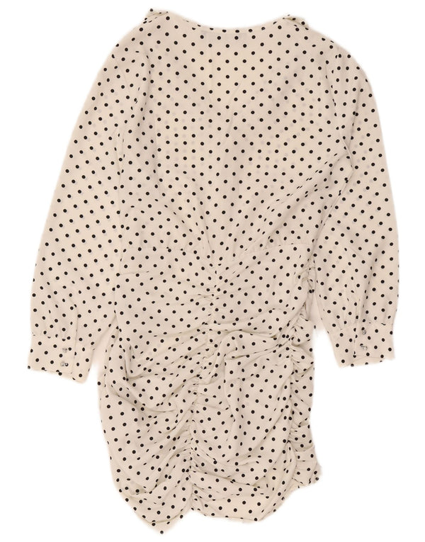 Rochie bodycon cu mâneci lungi Zara pentru femei UK 12 Medium White Polka Dot