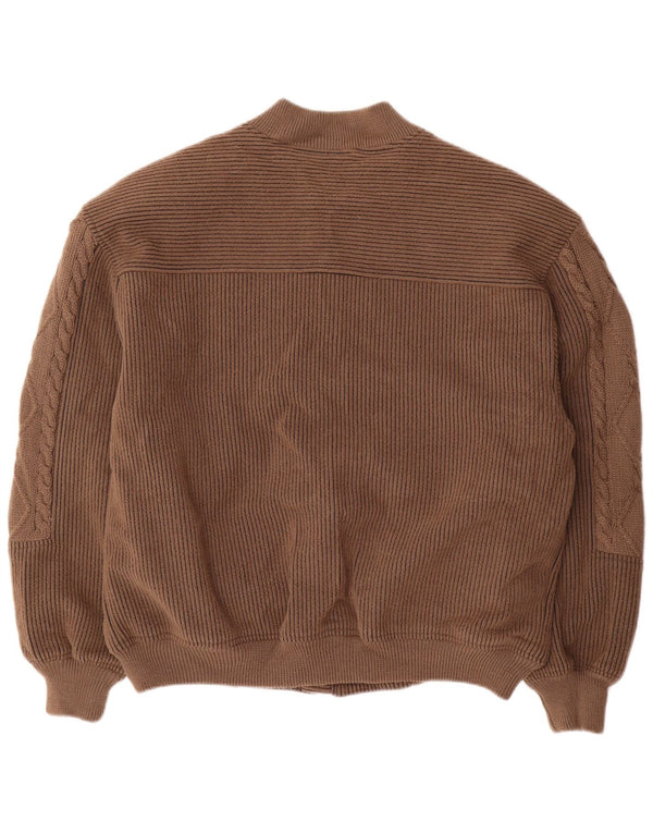 UMBERTO VALLATI Bomber tricot pentru bărbați IT 52 XL Maro Geometric