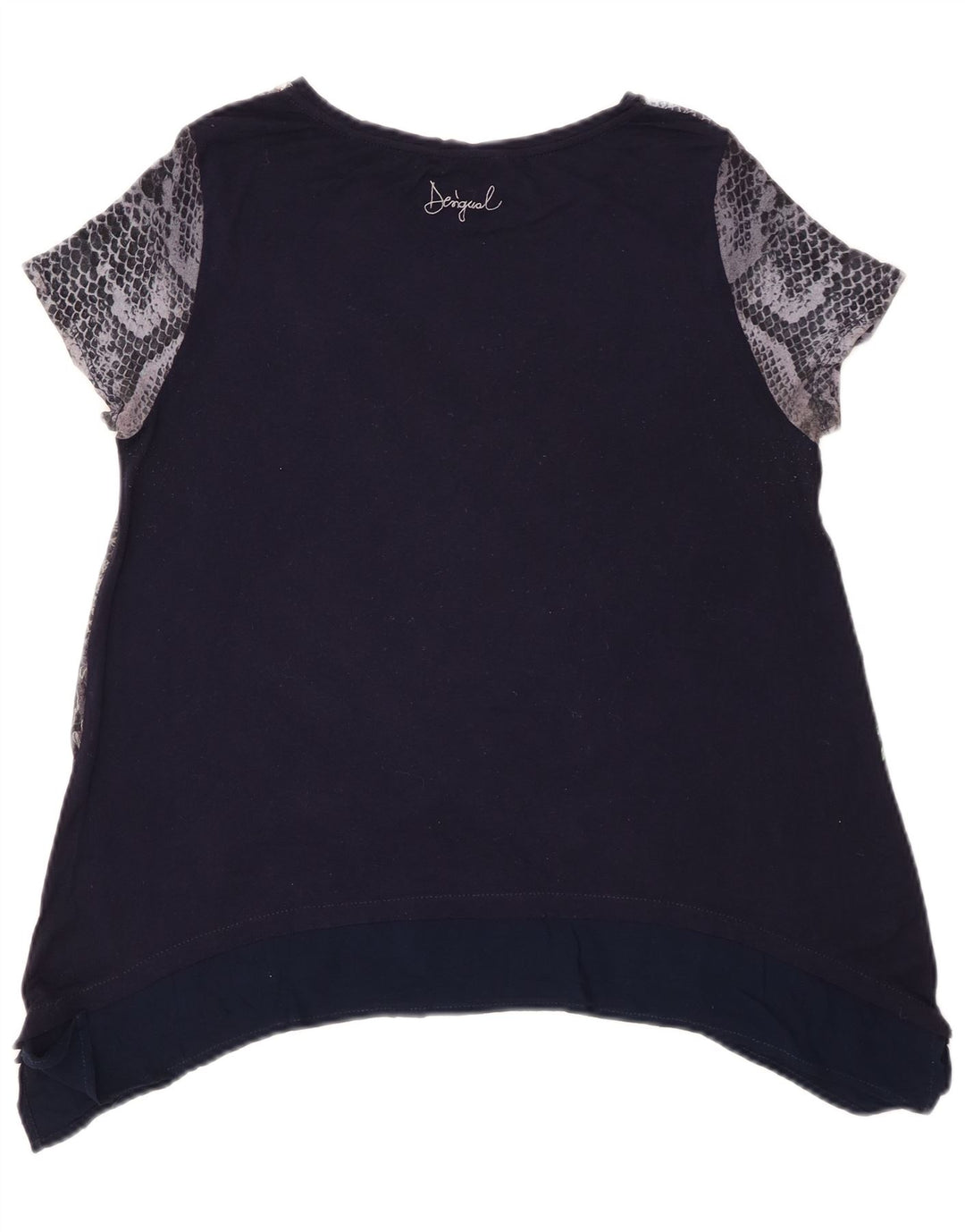 Top cu tunică grafică Desigual pentru femei UK 14 Medium Bleumarin Floral