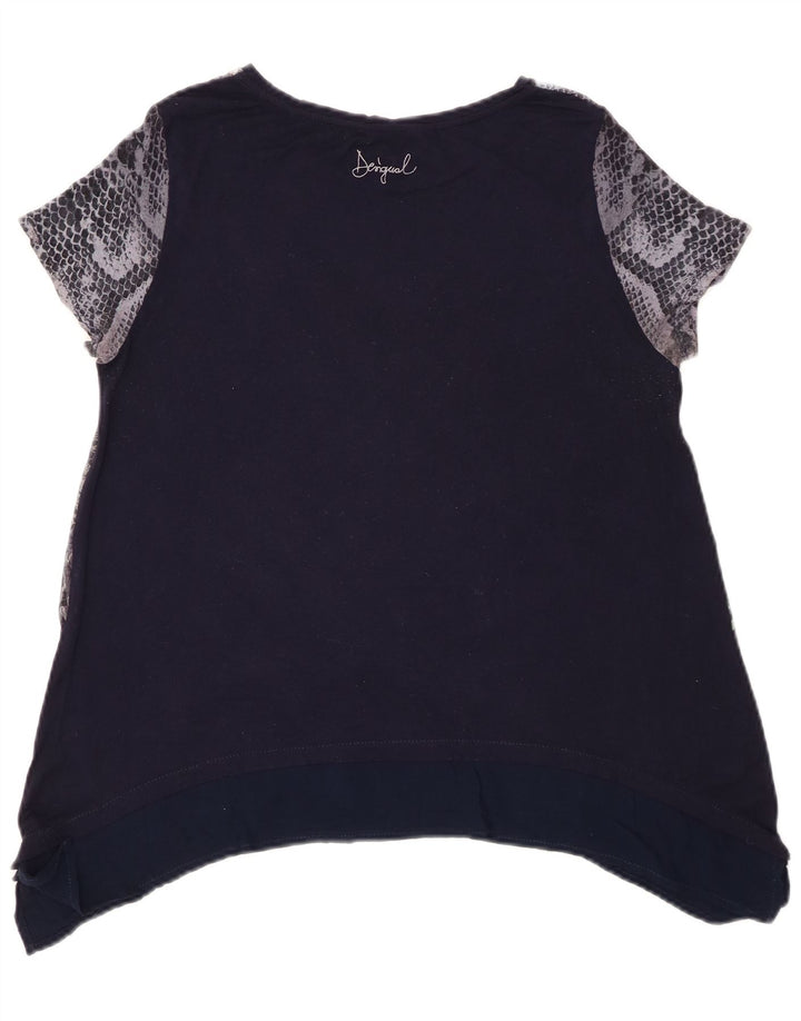 Top cu tunică grafică Desigual pentru femei UK 14 Medium Bleumarin Floral