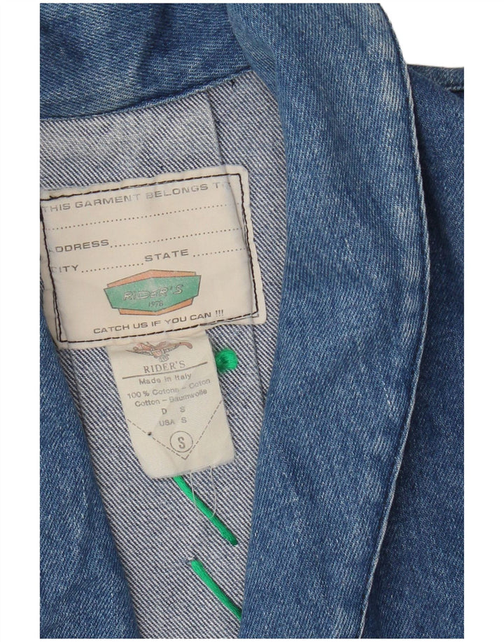 Jachetă de denim crop vintage pentru femei UK 10 mic, albastru, bumbac