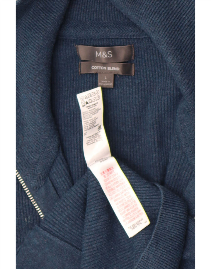 Pulover cardigan pentru bărbați Marks & Spencer, mare, poliester bleumarin