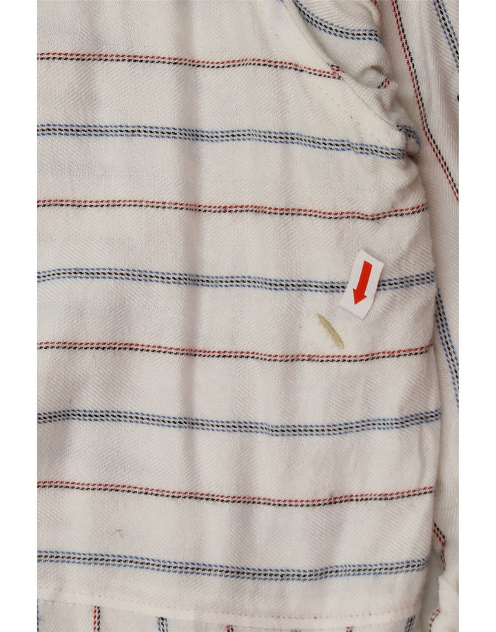 SUPERDRY Womens Shirt UK 16 Large White Striped Viscose Vintage Superdry and Second-Hand Superdry from Messina Hembry 