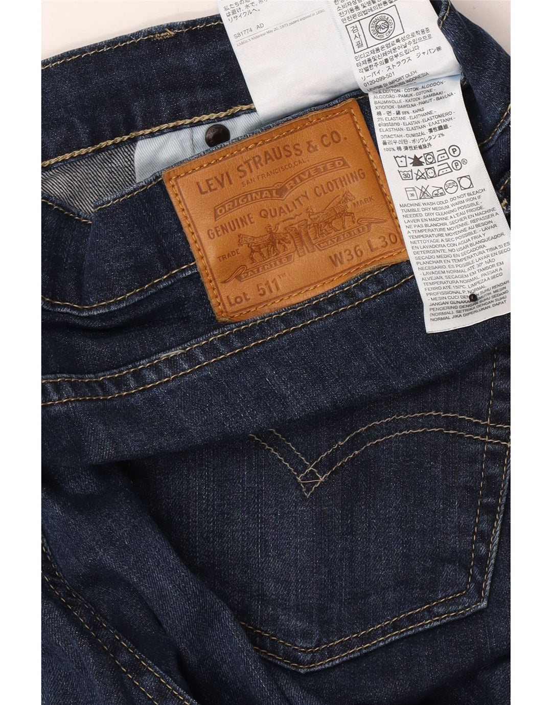 Blugi pentru bărbați Levi's 511 Slim W36 L30 Bumbac bleumarin