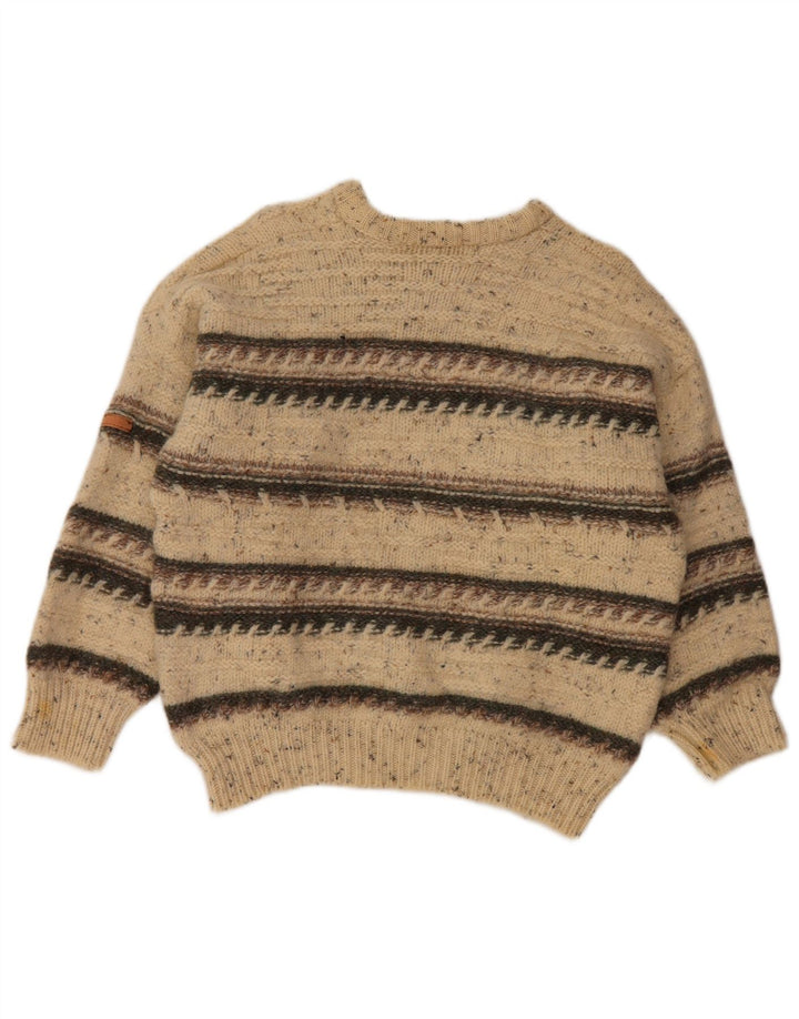 SERGIO TACCHINI Pulover pentru femei cu decolteu rotund UK 16 mare, bej, cu dungi