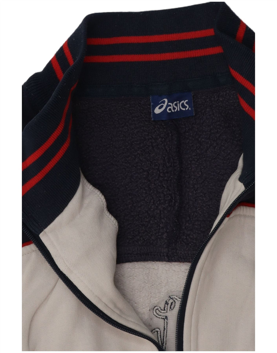 Jachetă de top pentru trening grafic ASICS pentru bărbați, mare, albă, bloc de culoare