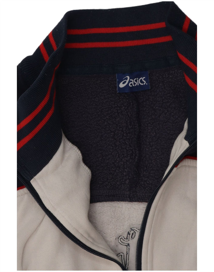 Jachetă de top pentru trening grafic ASICS pentru bărbați, mare, albă, bloc de culoare