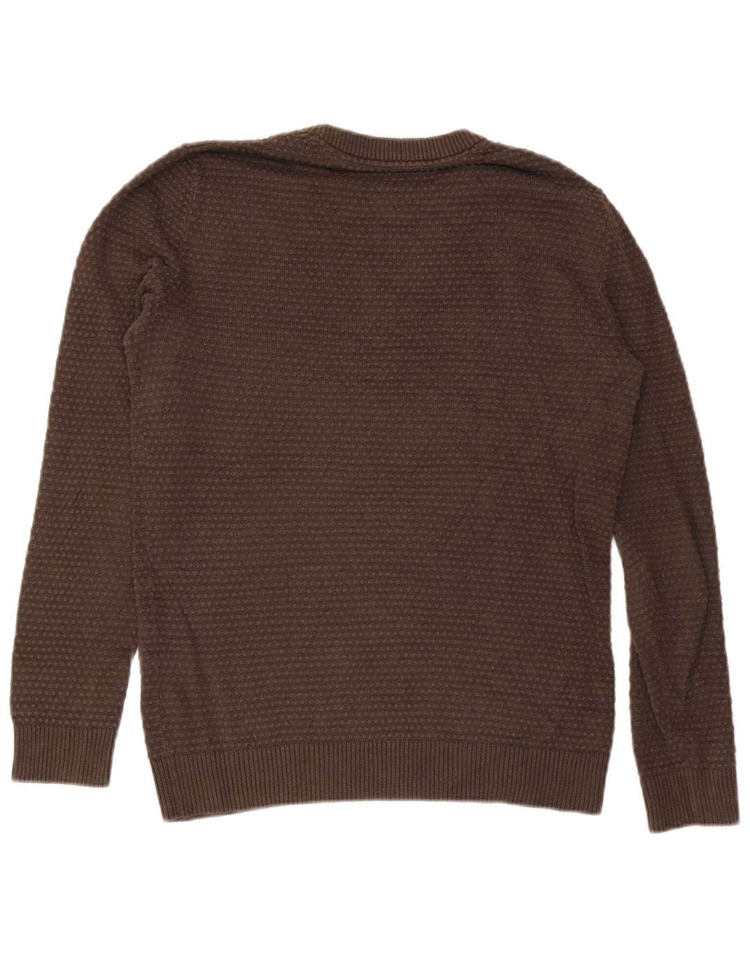 Pulover Jack & Jones pentru bărbați cu gât roșu, bumbac maro mediu