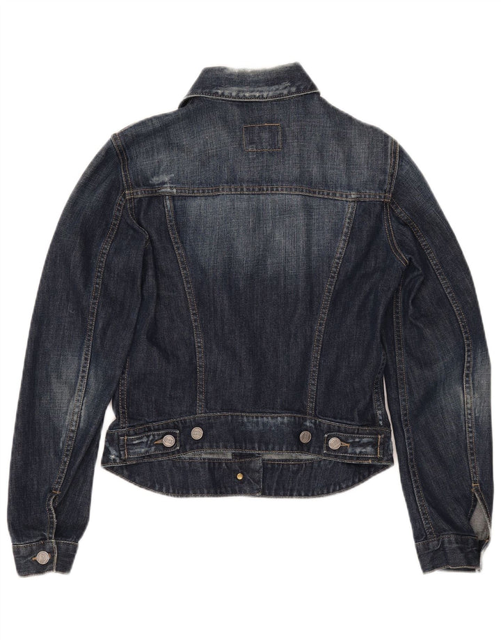 GAS Jachetă de denim crop pentru femei UK 10 Small Blue Bumbac