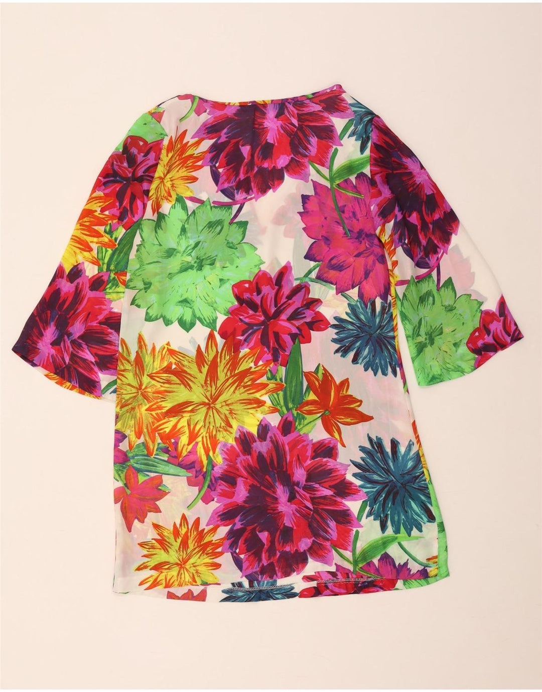 Top cu tunică transparentă pentru femei Zara UK 10 Mic Multicolor Floral