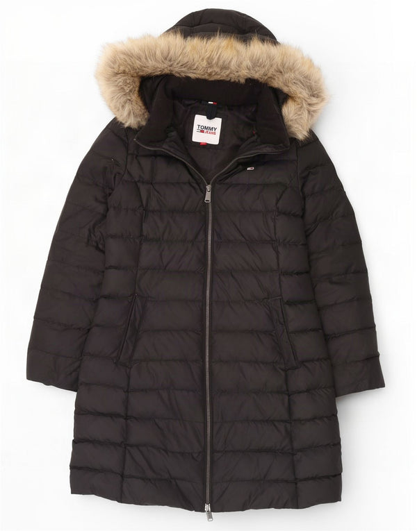 Palton căptușit cu glugă pentru femei Tommy Hilfiger UK 14 Poliester negru mare
