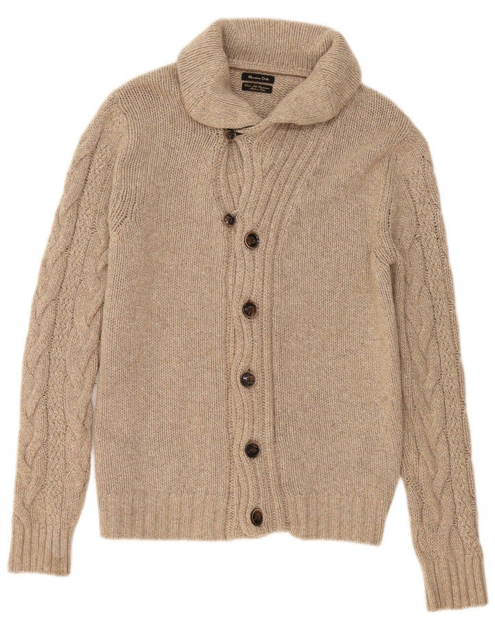 Pulover cardigan pentru bărbați Massimo Dutti, lână mare, bej