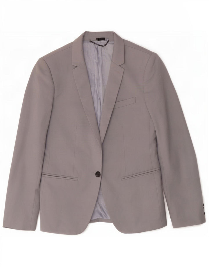 Jachetă Topshop pentru femei cu 1 nasture, UK 8, poliester gri mic