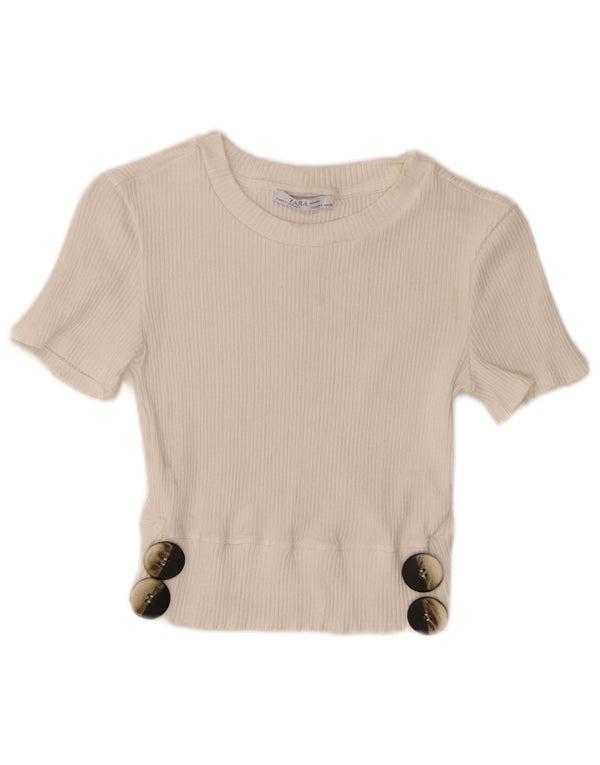 Bluză Crop Top Femei Zara UK 8 Small White Viscose