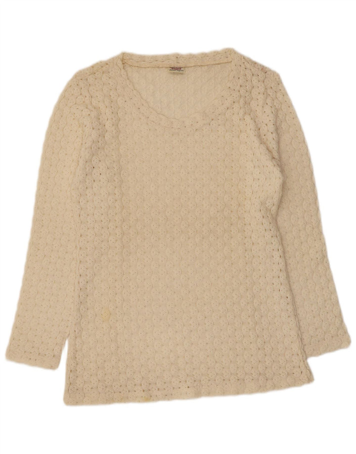 Pulover pentru femei Sisley Relaxed Elegance, cu decolteu în V, UK 12, mediu alb închis