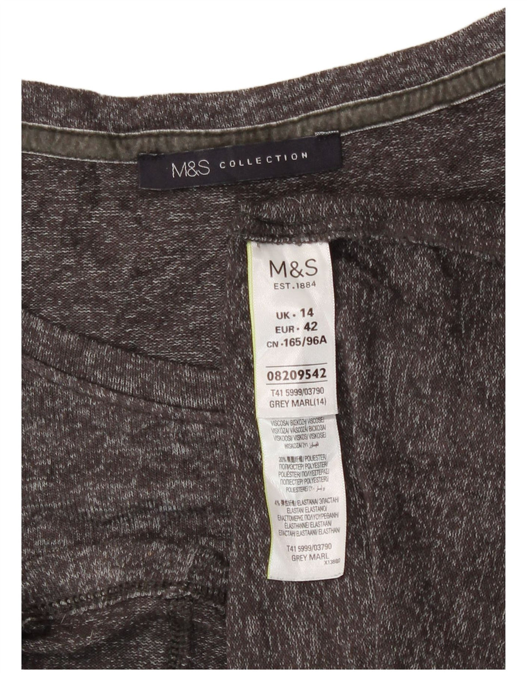 Tricou pentru femei Marks & Spencer Top UK 14 mare, gri, viscoză cu pături