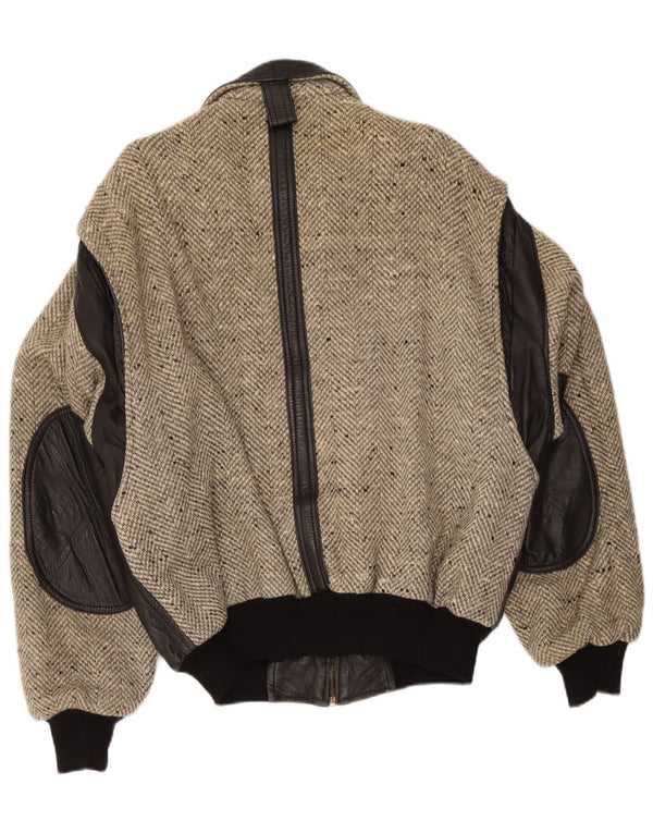 Geacă de piele vintage pentru bărbați IT 54 XL negru colorblock