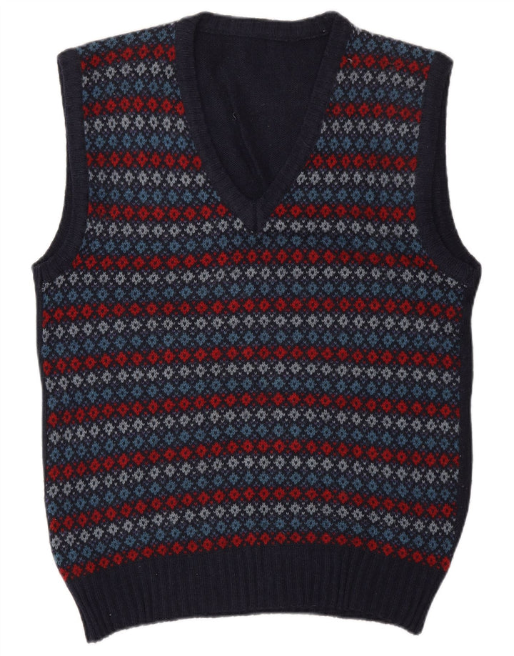 WRANGLER Vestă pentru bărbați Tank Top Mediu Bleumarin Lână Argyle/Diamond