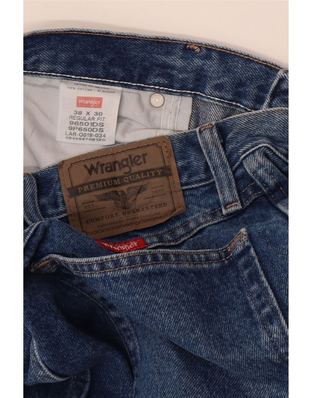 Blugi drepti Wrangler pentru bărbați, cu ajustare normală, W38 L30, bumbac albastru