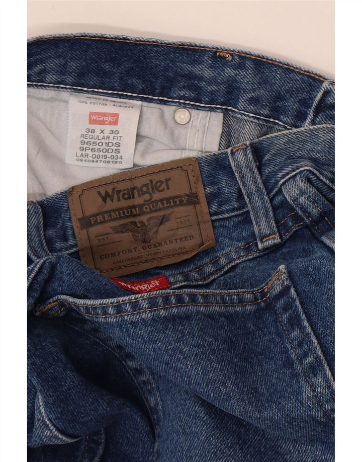 Blugi drepti Wrangler pentru bărbați, cu ajustare normală, W38 L30, bumbac albastru
