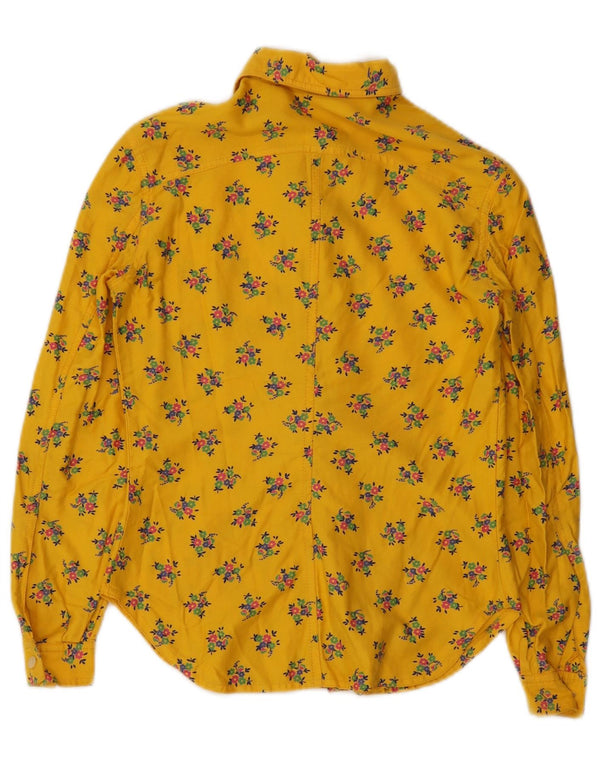 Cămașă Vintage pentru femei UK 8 Mic Galben Floral