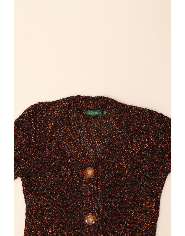 VERDE Pulover cardigan supradimensionat pentru femei cu mâneci 3/4 UK 14 Maro mediu