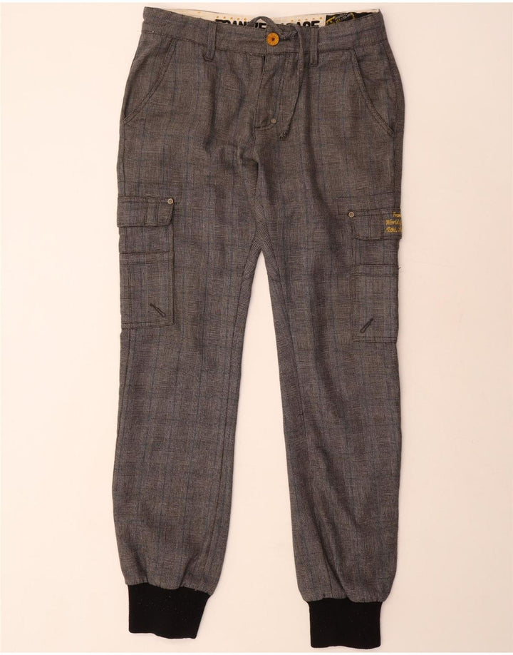 Frankie Garage Joggeri pentru bărbați Pantaloni cargo W33 L34 Poliester cu carouri gri