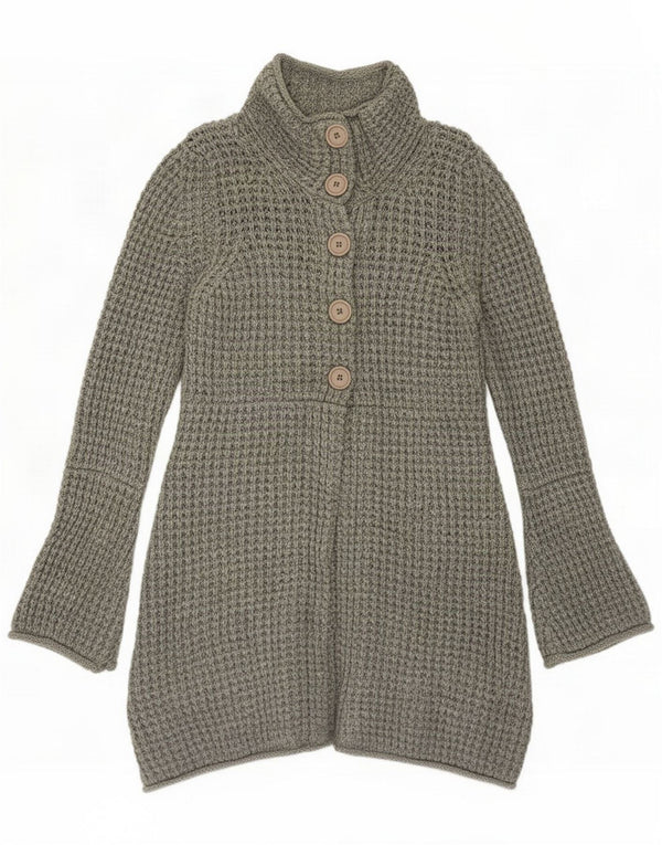 French Connection Pulover cardigan cu paragate pentru femei UK 10 Small Gri Wool