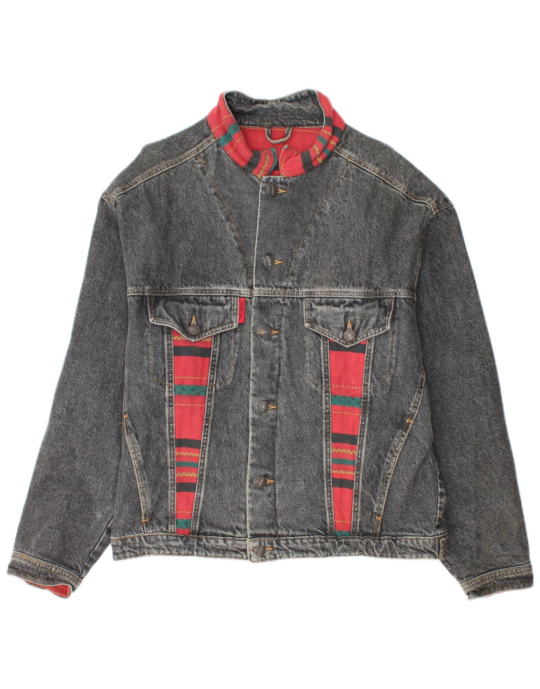 Jachetă de blugi vintage pentru bărbați UK 38 Medium Blue Colorblock