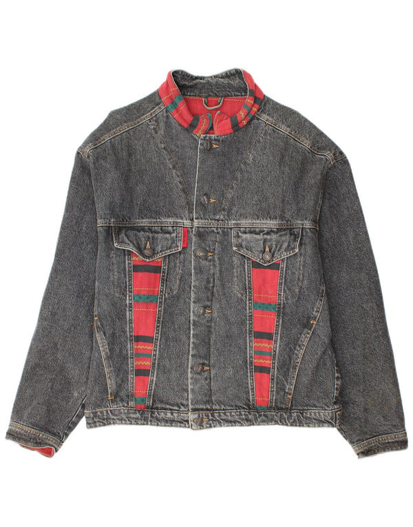 Jachetă de blugi vintage pentru bărbați UK 38 Medium Blue Colorblock