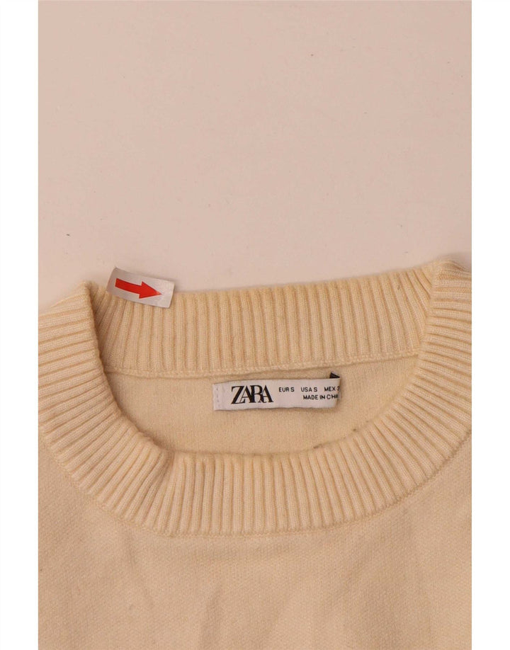 Pulover pentru bărbați Zara, cu decolteu, mic, bej, viscoză