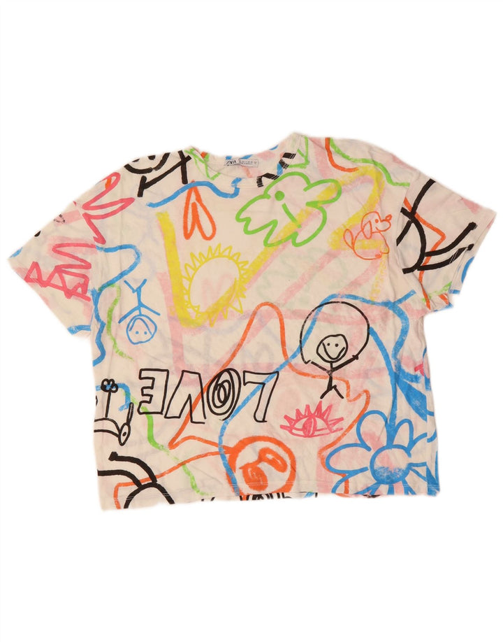 Tricou grafic supradimensionat pentru femei ZARA UK 10 Mic Multicolor