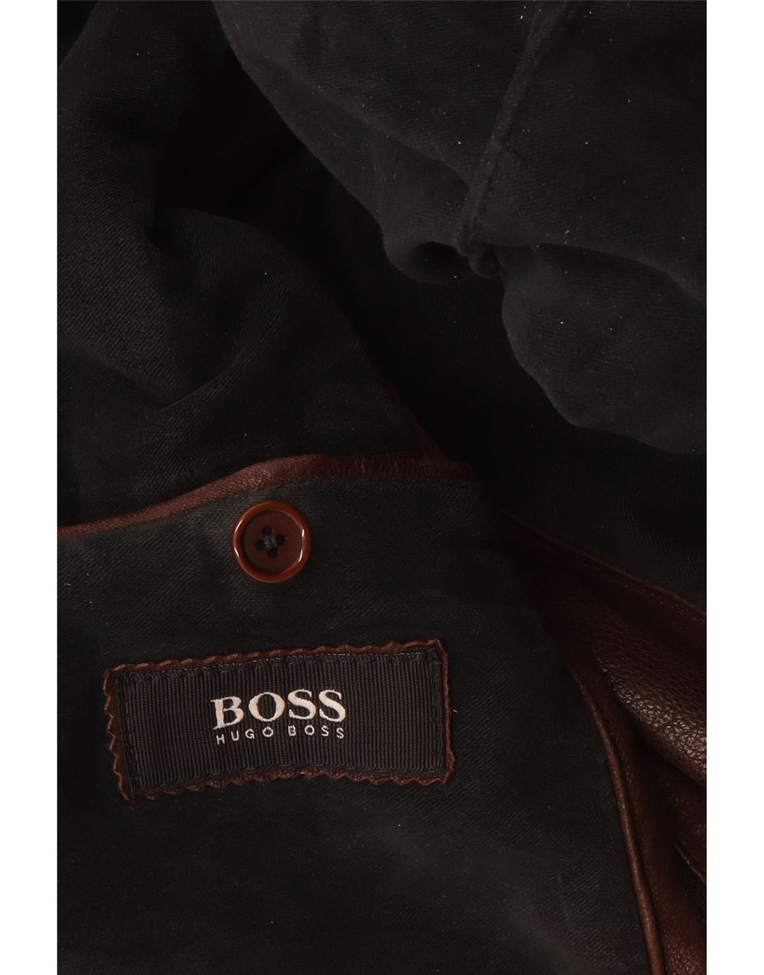 Geacă de piele pentru bărbați Hugo Boss UK 40, maro, piele mare