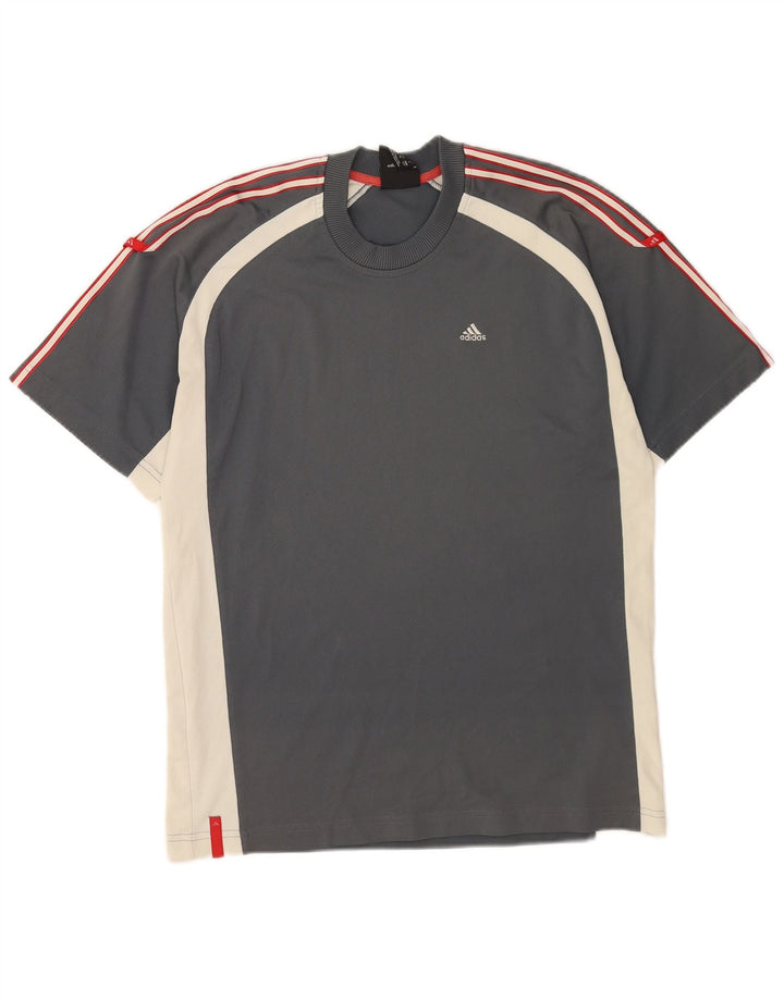 Tricou pentru bărbați Adidas Top mic, gri, poliester color bloc