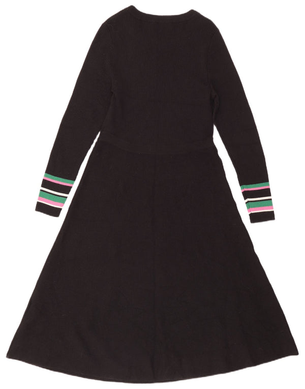 Rochie cu mânecă lungă Hobbs pentru femei UK 16 Lână merinos cu dungi negre mari