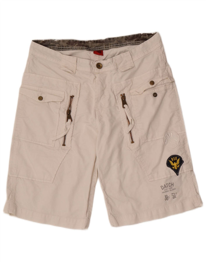 Pantaloni scurți casual pentru bărbați Datch W33, bumbac alb mediu