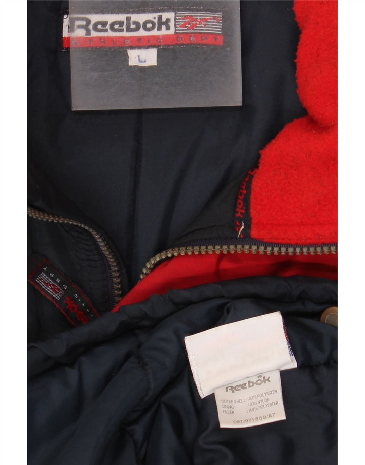 Jachetă de vânt cu glugă pentru bărbați Reebok UK 40, mare, albastru, poliester color bloc