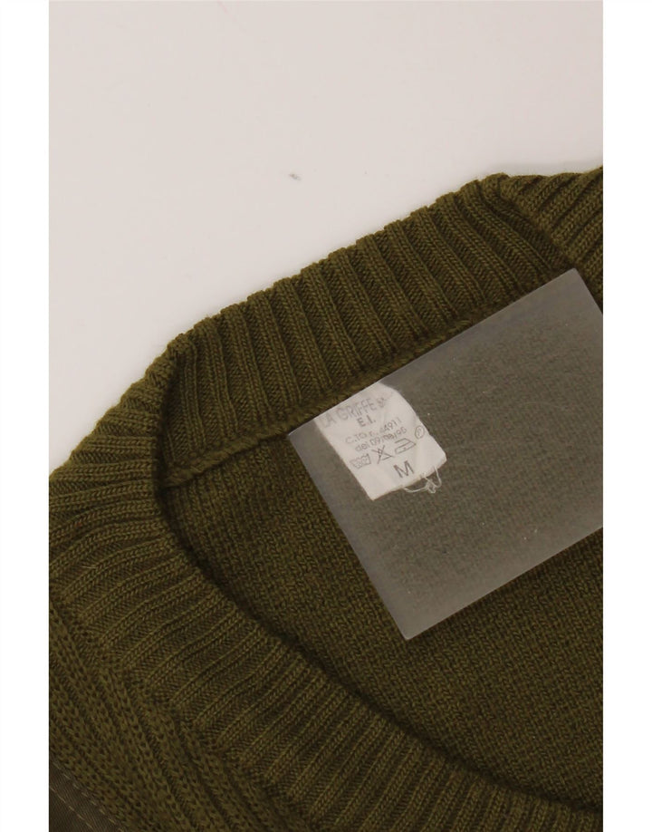 Pulover vintage militar cu decolteu în V pentru bărbați, kaki mediu