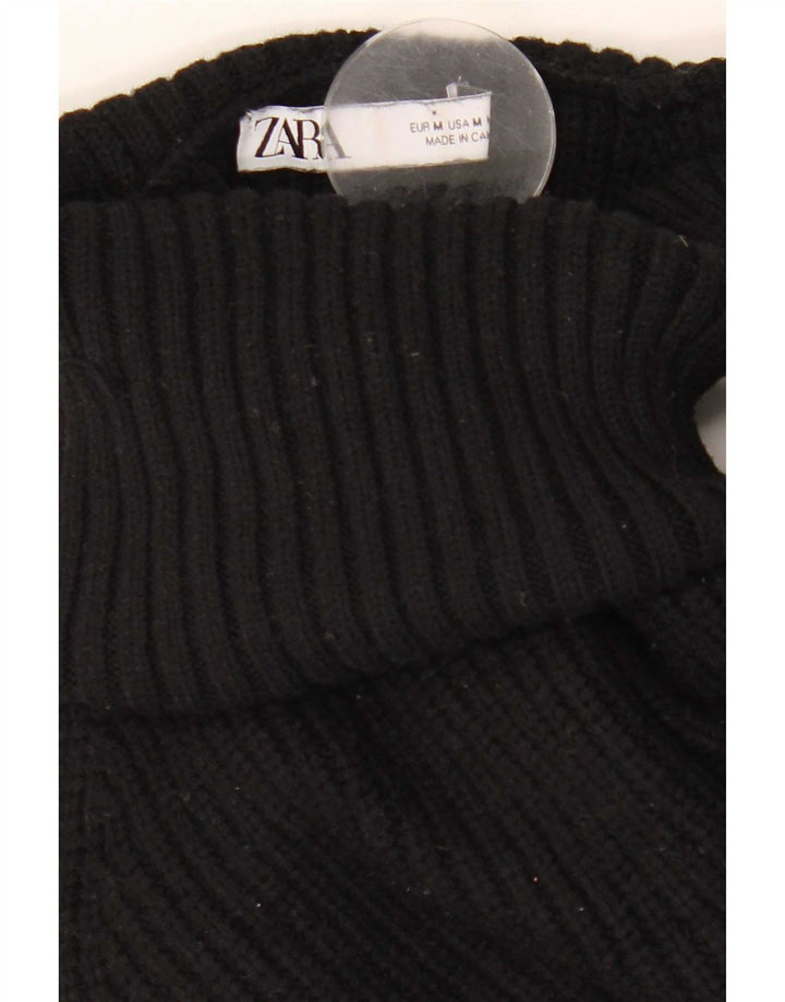 Pulover pentru femei Zara, cu umăr dezactivat, cu gât rulat, UK 14 Medium Negru