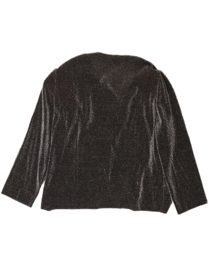 Bluză vintage cu mâneci 3/4 pentru femei UK 16 Large Black