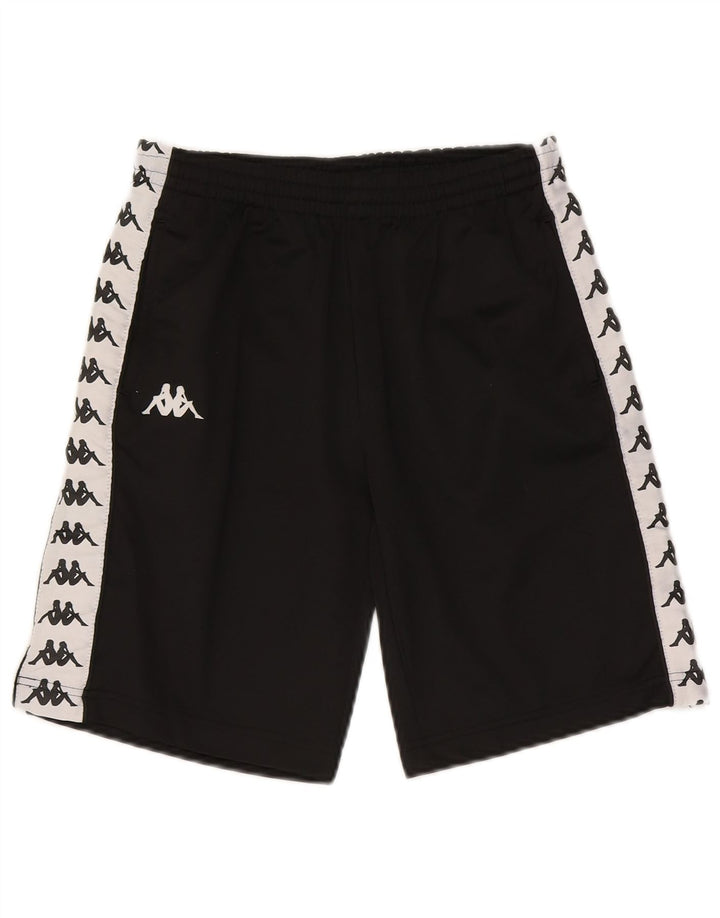 Pantaloni scurți sport grafic Kappa pentru băieți 9-10 ani, negru, poliester