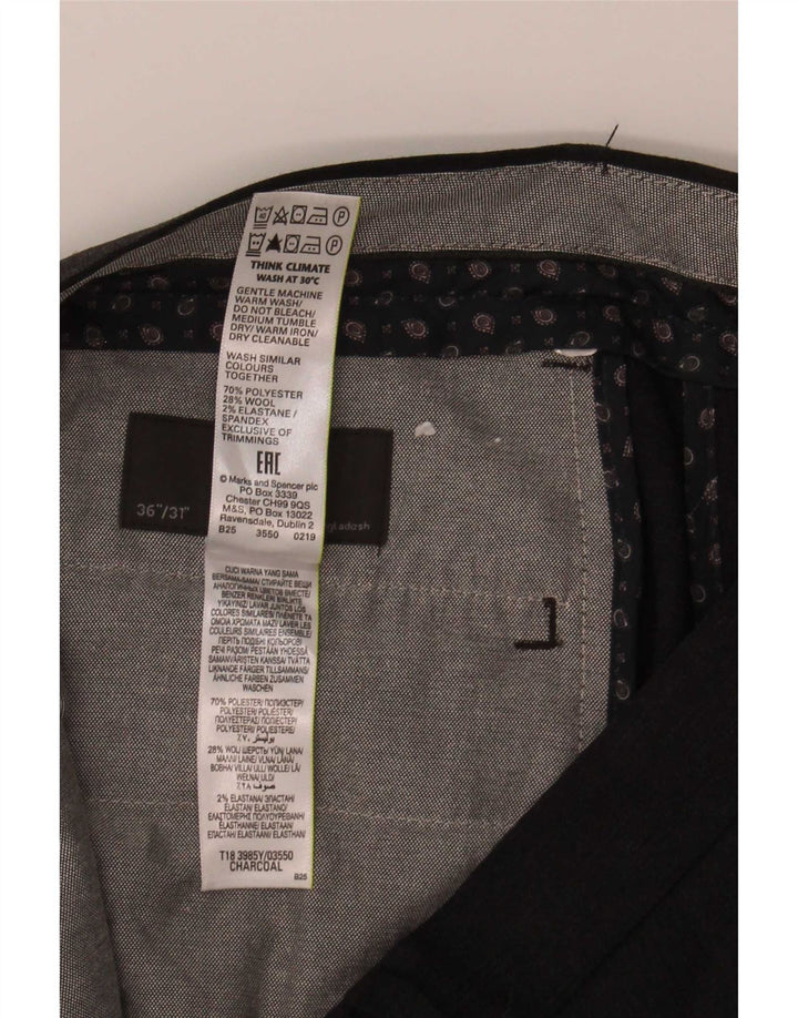Pantaloni de costum obișnuiți drepti pentru bărbați Marks & Spencer L36 L31 poliester gri