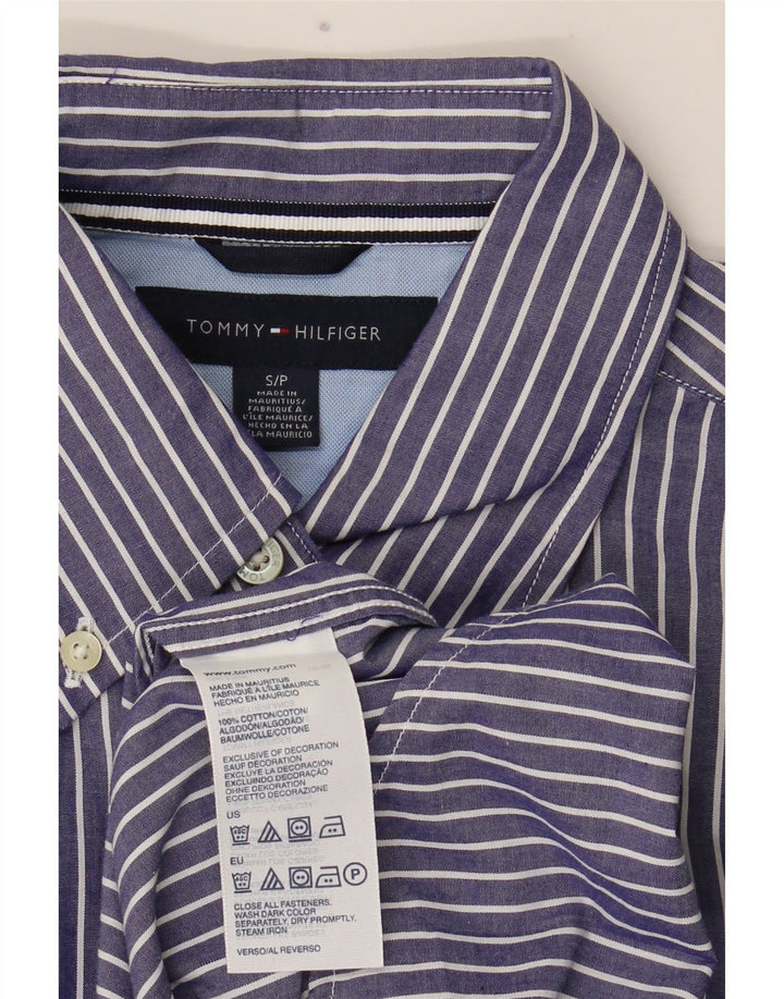 Cămașă pentru bărbați Tommy Hilfiger, bumbac cu dungi, albastru bleumarin