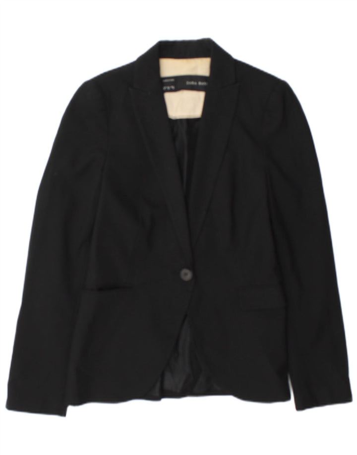 Jachetă pentru femei Zara cu 1 nasture EU 34 2XS Acetat negru